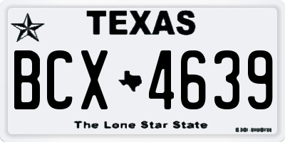 TX license plate BCX4639
