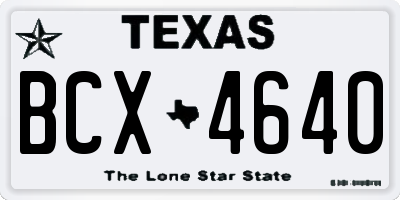 TX license plate BCX4640