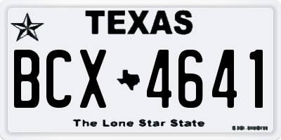 TX license plate BCX4641
