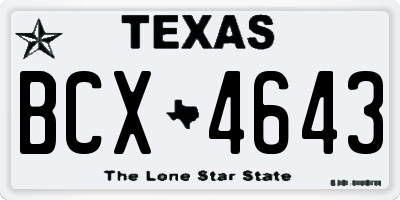 TX license plate BCX4643