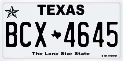 TX license plate BCX4645