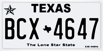 TX license plate BCX4647