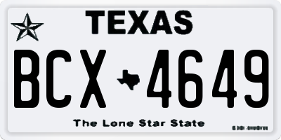 TX license plate BCX4649