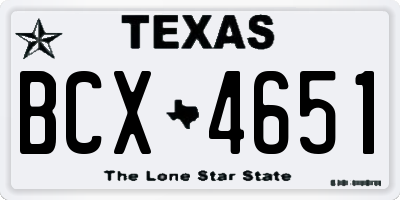 TX license plate BCX4651