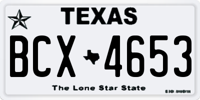 TX license plate BCX4653