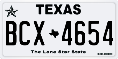 TX license plate BCX4654