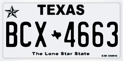 TX license plate BCX4663