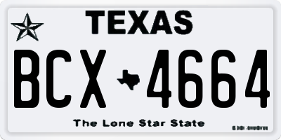 TX license plate BCX4664