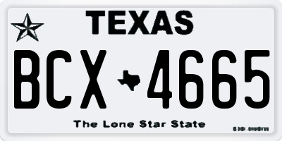 TX license plate BCX4665