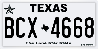 TX license plate BCX4668