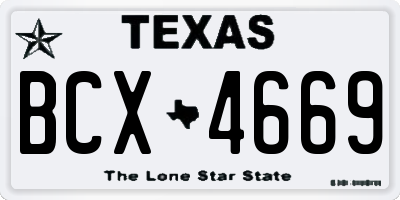 TX license plate BCX4669