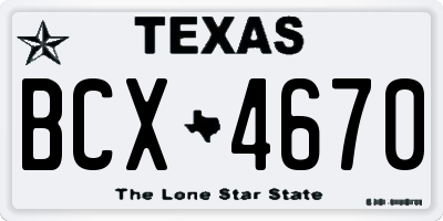 TX license plate BCX4670