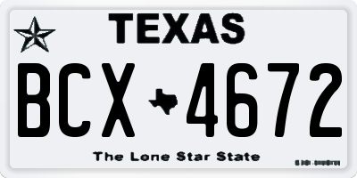 TX license plate BCX4672