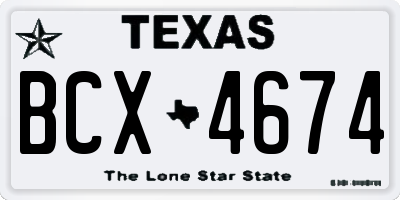 TX license plate BCX4674