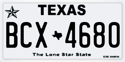 TX license plate BCX4680