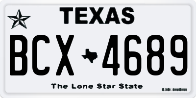 TX license plate BCX4689