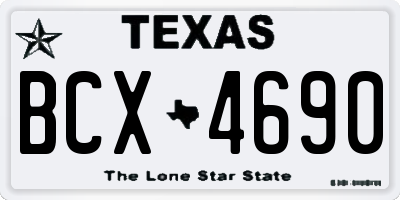 TX license plate BCX4690