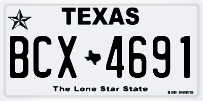 TX license plate BCX4691