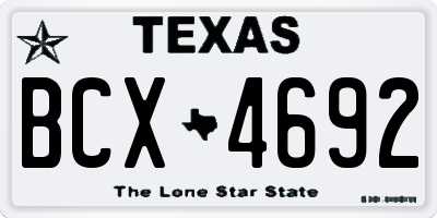 TX license plate BCX4692