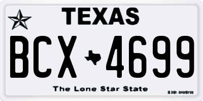 TX license plate BCX4699