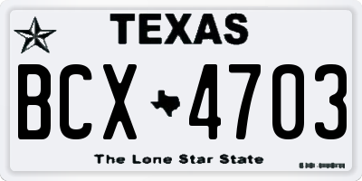 TX license plate BCX4703