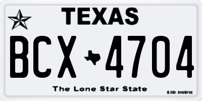 TX license plate BCX4704