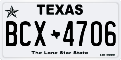 TX license plate BCX4706