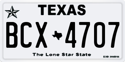 TX license plate BCX4707