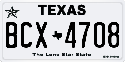 TX license plate BCX4708