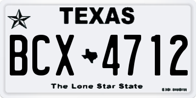 TX license plate BCX4712