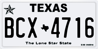 TX license plate BCX4716