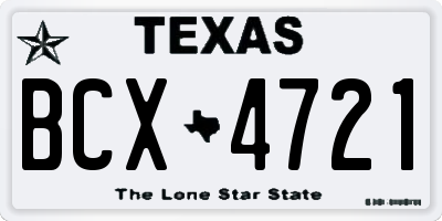 TX license plate BCX4721