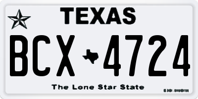 TX license plate BCX4724