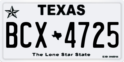 TX license plate BCX4725