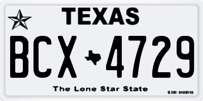 TX license plate BCX4729