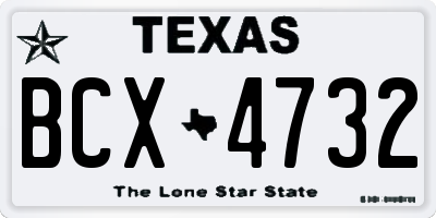TX license plate BCX4732