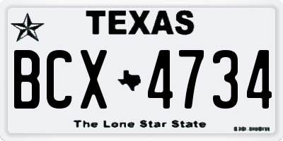 TX license plate BCX4734