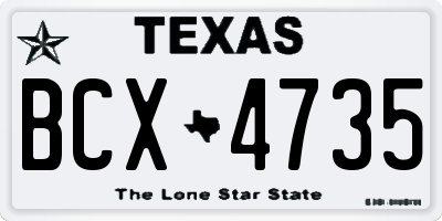TX license plate BCX4735