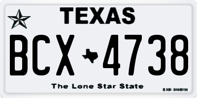 TX license plate BCX4738