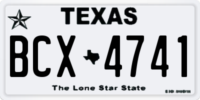 TX license plate BCX4741