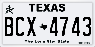 TX license plate BCX4743
