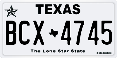 TX license plate BCX4745