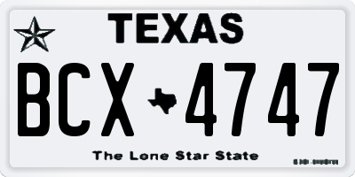TX license plate BCX4747