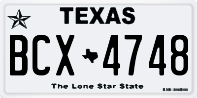 TX license plate BCX4748