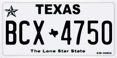 TX license plate BCX4750