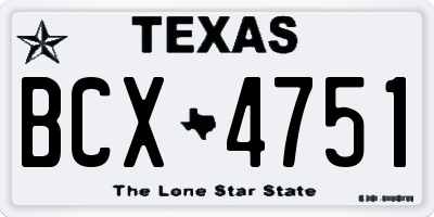 TX license plate BCX4751
