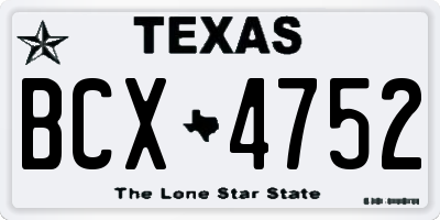 TX license plate BCX4752