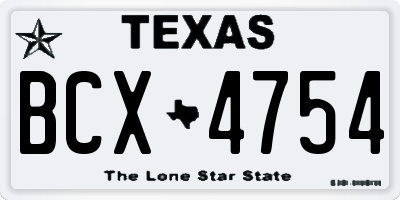 TX license plate BCX4754