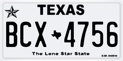 TX license plate BCX4756