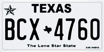 TX license plate BCX4760